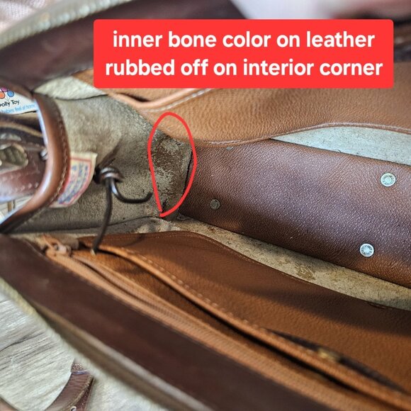 VTG Dooney & Bourke SATCHEL All Weather Leather Pebble creme BONE Broke Zipper - Picture 8 of 15